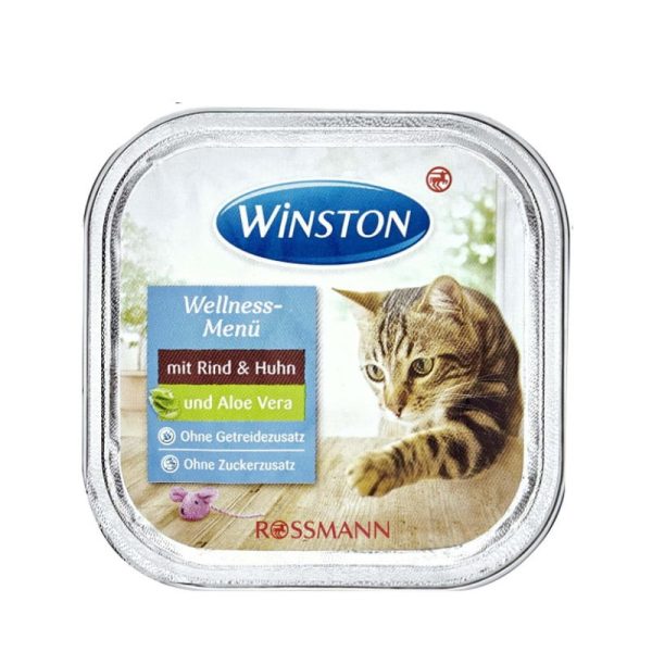 خوراک کاسه ای (ووم) گربه وینستون با طعم گوشت ومرغ با آلوورا